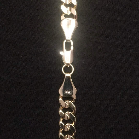 Gold Chain Cuban 20in 7mm and Icy Hamsa Pendant Set - Picture 6 of 7